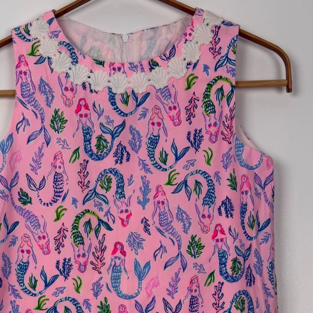 Lilly Pulitzer Kids Pink Mermaid In The Shade Shift Dress Scallop Lace 10